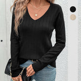 Sunken Stripe Viscose V-Neck Sweater